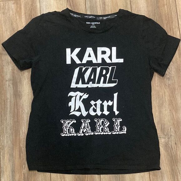 Karl Lagerfeld Paris Women’s Black Short Sleeve T-shirt Size L - Picture 1 of 4